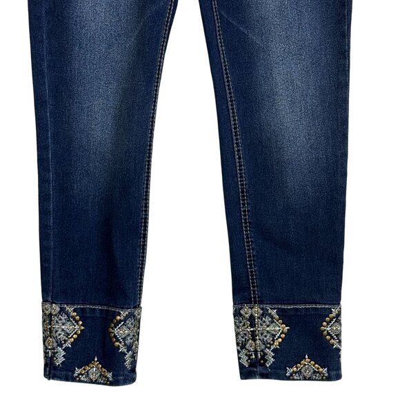 Hydraulic Womens Cropped Jeans Sz 4 (29 x 26) Embellished Cuff Stretch Blue Vtg - Picture 6 of 10